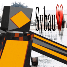 a drawing of a person with the word sybau written on it