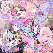 a collage of anime characters with the words good night