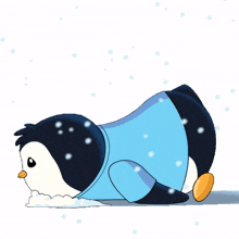 snow thinking bored penguin think