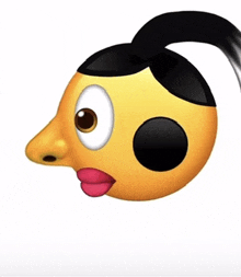 a cartoon smiley face with a ponytail on it 's head
