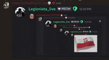 a screenshot of a chat with legionista_live at the top