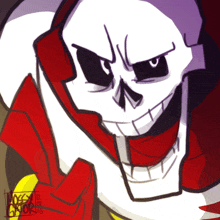 a drawing of a skeleton with a red scarf around his neck has the year 2016 on the bottom left