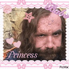 a picture of a man with a beard and the words princess written on it
