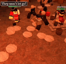 a screenshot of a video game with the words " they won 't let go " at the top
