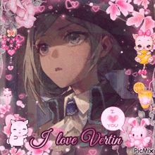 a picture of a girl with the words i love vertin on the bottom