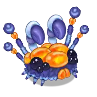 a cartoon drawing of a blue and orange monster with a white background