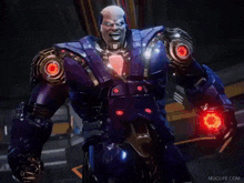a robot with red lights on his arms and legs