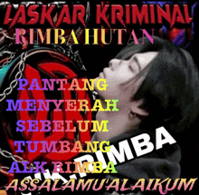 a poster with a woman 's face on it that says ' rimbahutan ' on it