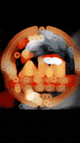 a blurred image of a person 's face with a circle in the middle