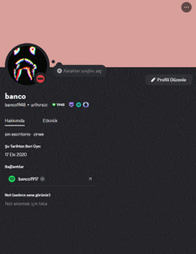 a screenshot of banco 's profile with a sad face on it
