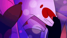 a close up of a cartoon character holding a piece of paper