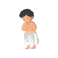 a cartoon drawing of a boy with a white towel around his waist and the name emirates on the bottom right