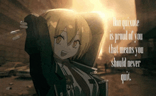a picture of a girl with a quote from don quixote