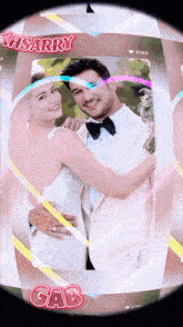 a picture of a bride and groom with the name gab on the bottom right