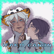 a drawing of a boy and a girl with the words ifaku canon written below them