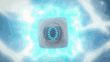 a white square with a blue circle in the center