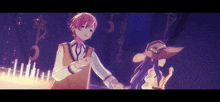 a boy and a girl are dancing together in a dark room