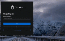 a single sign on page for ds labs with a snowy mountain in the background
