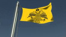 a yellow flag with a black eagle and a crown