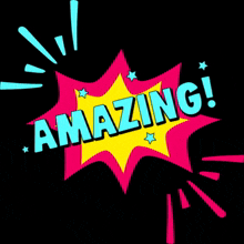 a colorful speech bubble with the word amazing on it