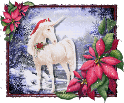 Unicorn Christmas Sticker - Unicorn Christmas Poinsettia Stickers