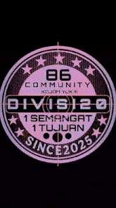 a logo for the 86 community shows a fireball in the center