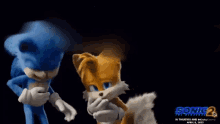 a poster for sonic the hedgehog 2 shows sonic and tails
