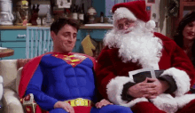 Joey And Chandler Christmas GIF - Joey And Chandler Christmas Superman GIFs