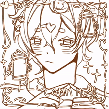 a drawing of a girl with a smiley face and the words comme on the bottom