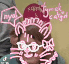a drawing of a cat girl with a hat that says narzadtymek
