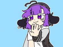 a cartoon of a girl with purple hair and a heart on her head