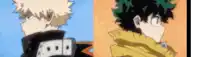 katsuki bakugo and deku from my hero academia are standing next to each other .
