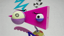 a cartoon character with a swirl in his eye and a lightning bolt behind him