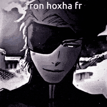 a black and white drawing of a man with the words tron hoxha fr written on the bottom