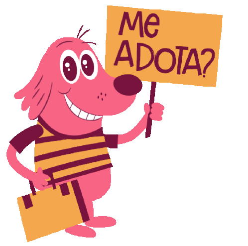 Dog Holding Bag And Sign That Says Adopt Me In Portuguese Sticker - Adoptinga Best Friend Me Adota Google Stickers