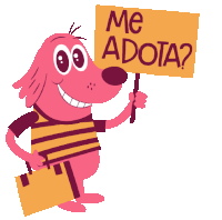 Dog Holding Bag And Sign That Says Adopt Me In Portuguese Sticker - Adoptinga Best Friend Me Adota Google Stickers