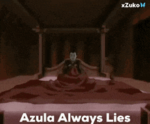 a cartoon of a man holding a clock and the words azula always lies below him .