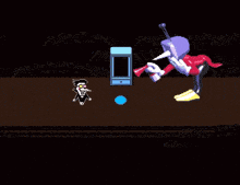 a pixel art drawing of a person holding a gun