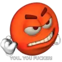 an angry smiley face with the words `` you , you fuckers '' written on it .