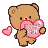 a teddy bear is holding a pink heart that says i love you