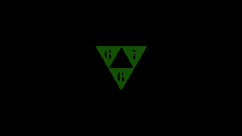 a green triangle with the letters g and g inside of it