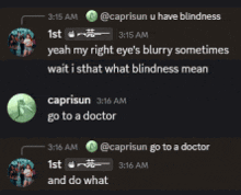 a screenshot of a text conversation between caprisun and a doctor