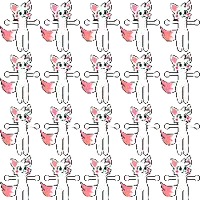 a seamless pattern of white cats with red tails