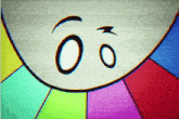 a cartoon face with a rainbow colored background and the number 0
