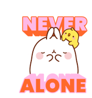Never Alone Piu Piu Sticker - Never Alone Piu Piu Molang Stickers