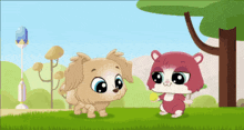 a cartoon of a dog and a hamster standing next to each other