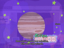 a video game with a purple background and the words " you will work cooperatively to destroy your chosen planet " at the top