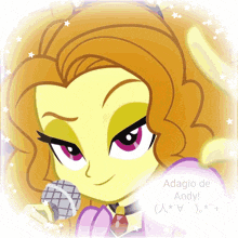 adagio de andy from my little pony equestria girls is holding a microphone