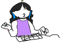 a pixel art drawing of a girl with the number 3 on her face .