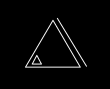 a white triangle with a smaller triangle in the middle on a black background .